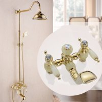 Altın Kaplama Onyx Taşlı Duş Seti