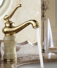 Modern Altın Kaplama Banyo Lavabo Bataryası