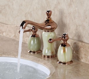 Seramik Kırmızı Altın Kaplama Banyo Bataryası