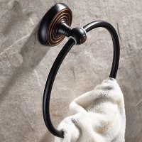 Petrol Siyahı Kaplama Banyo Oval Havluluk