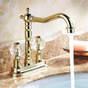 Modern Lüx Kristal Altın Kaplama Lavabo Armatürü