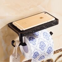 Petrol Siyahı Oyma Tuvalet Kağıtlık ( Telefon Raflı )