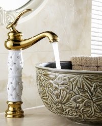 Altın Kaplama Tezgah Monte Banyo Lavabo Bataryası